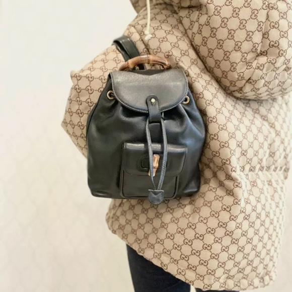 Authentic Vintage Gucci Bamboo Top Handle Backpack - Picture 2 of 13